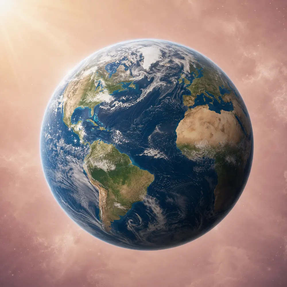 Planeta Tierra con América, Europa y África visibles